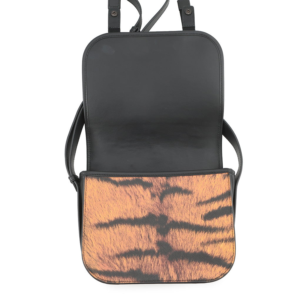 BURBERRY Leopard Shoulder Bag Black/Orange8050873 PVC Leather