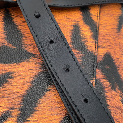BURBERRY Leopard Shoulder Bag Black/Orange8050873 PVC Leather