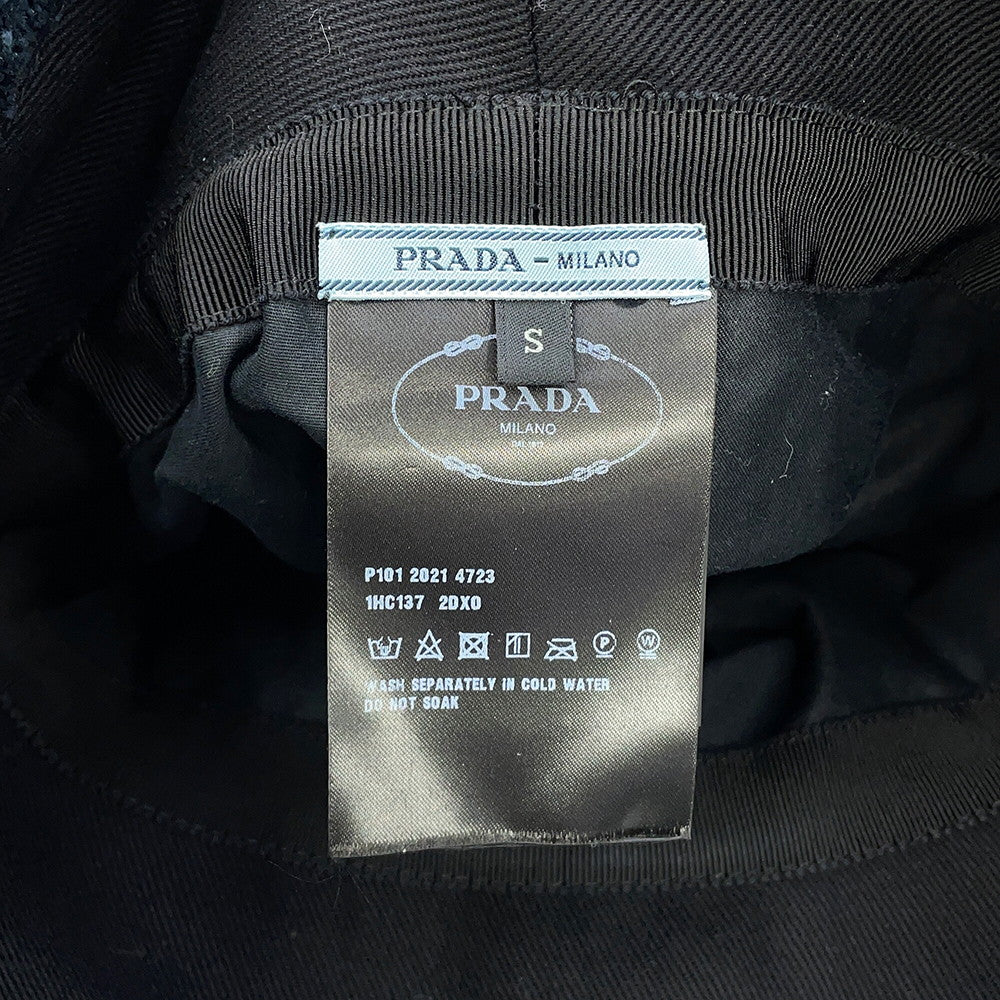 PRADA Logo Embroidery Bucket Hat Size S Black1HC137_2DX0 Polyester100%