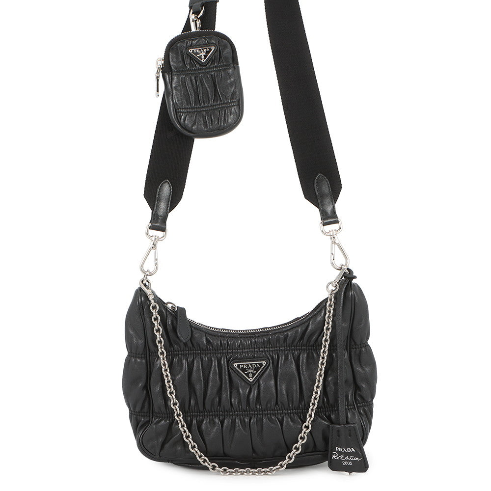 PRADA Re-edition 2005 Shoulder Bag Black1BC194 Leather