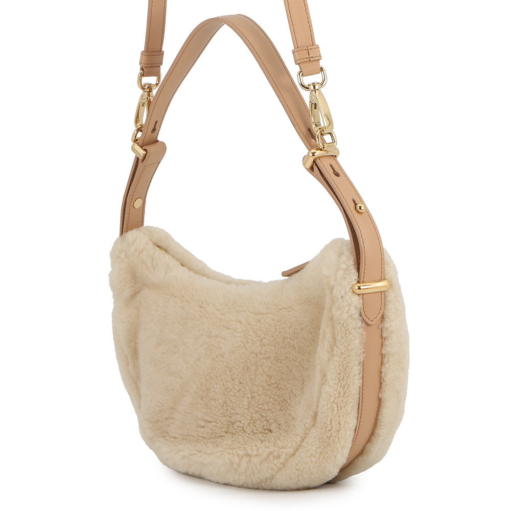 PRADA Arke Bag Beige1BC194_2EC9_F03KL_V_OOO Shearling Leather Size Small