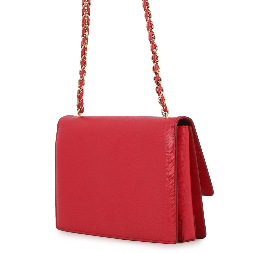 Ferragamo GINNY Vara Ribbon Chain Shoulder Bag Red21E480 Leather
