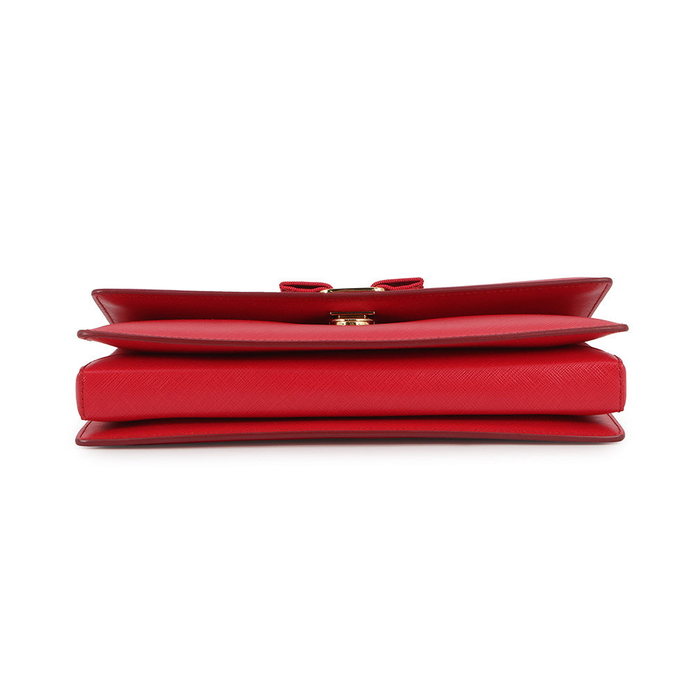 Ferragamo GINNY Vara Ribbon Chain Shoulder Bag Red21E480 Leather