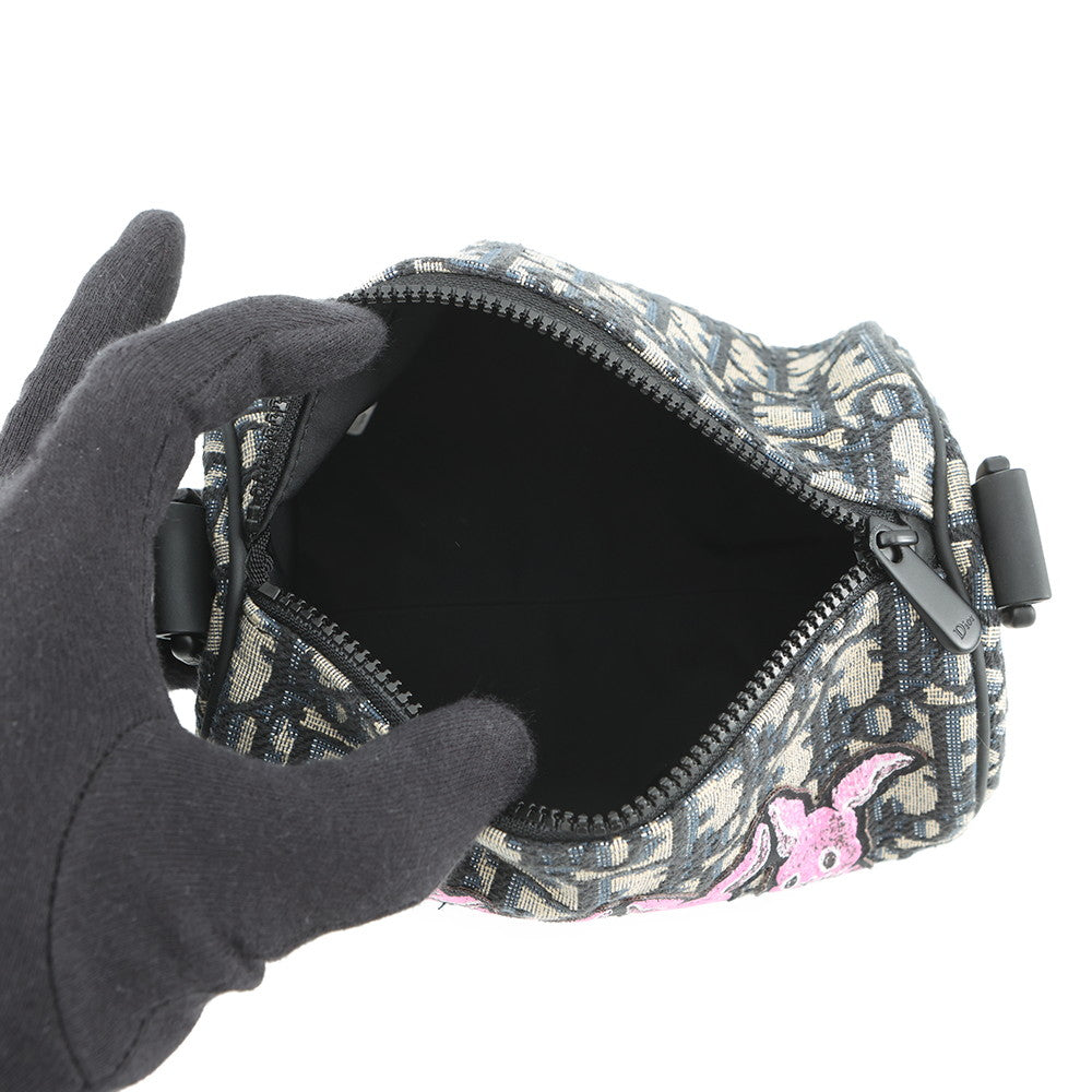 Dior Oblique Rabbit Mini Roller Kids Shoulder Bag Black/Beige/PinkM9916SNHO_M884 Canvas Leather