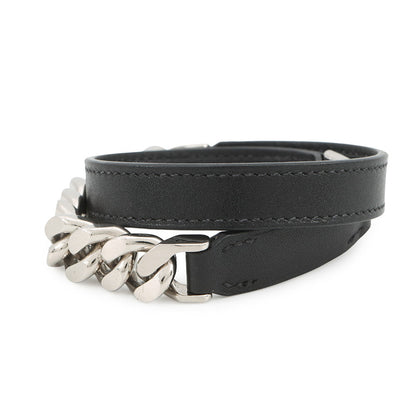 HERMES Camden Bracelet Size T5 Black Metal Leather
