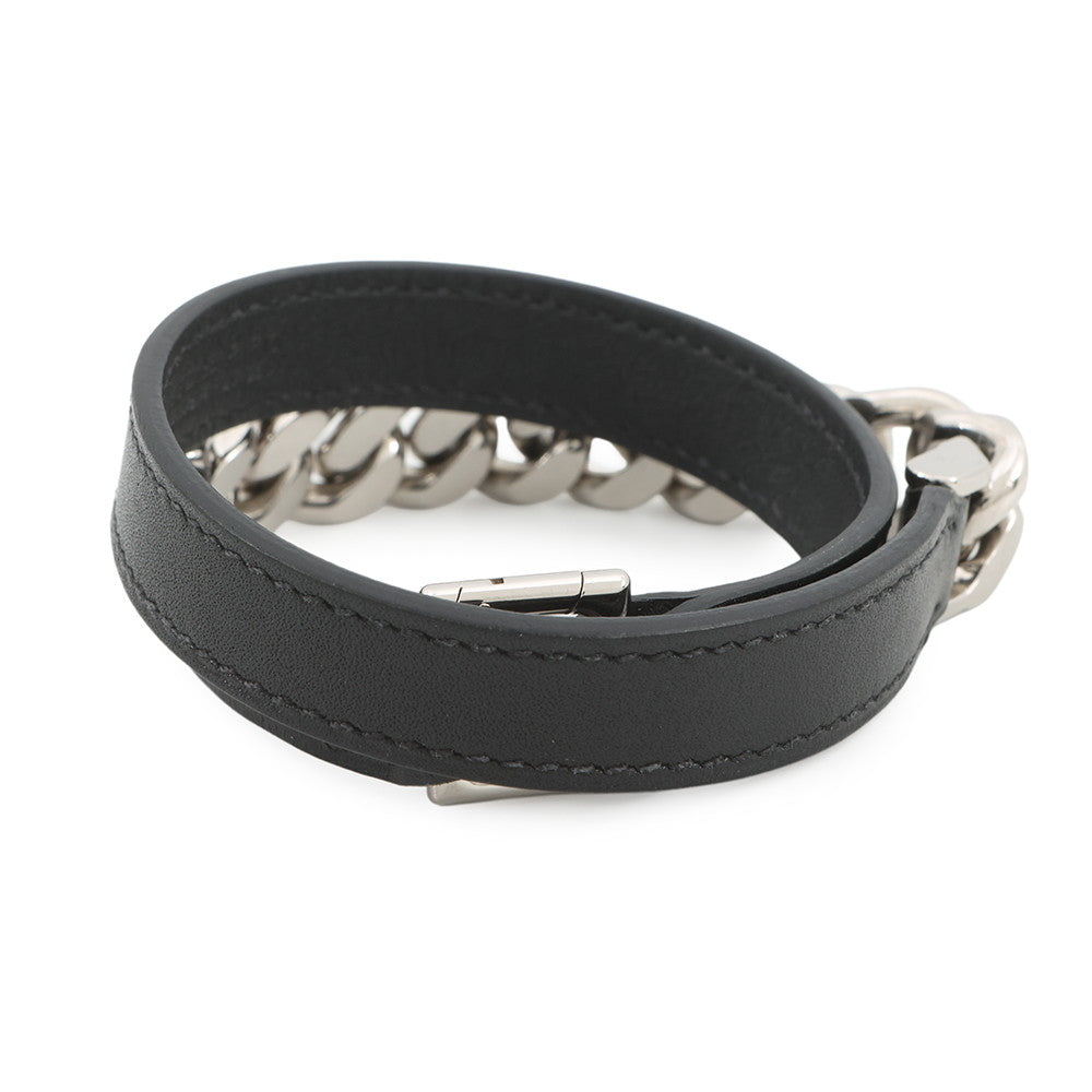 HERMES Camden Bracelet Size T5 Black Metal Leather