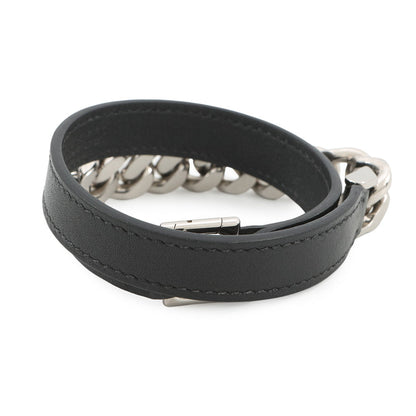 HERMES Camden Bracelet Size T5 Black Metal Leather