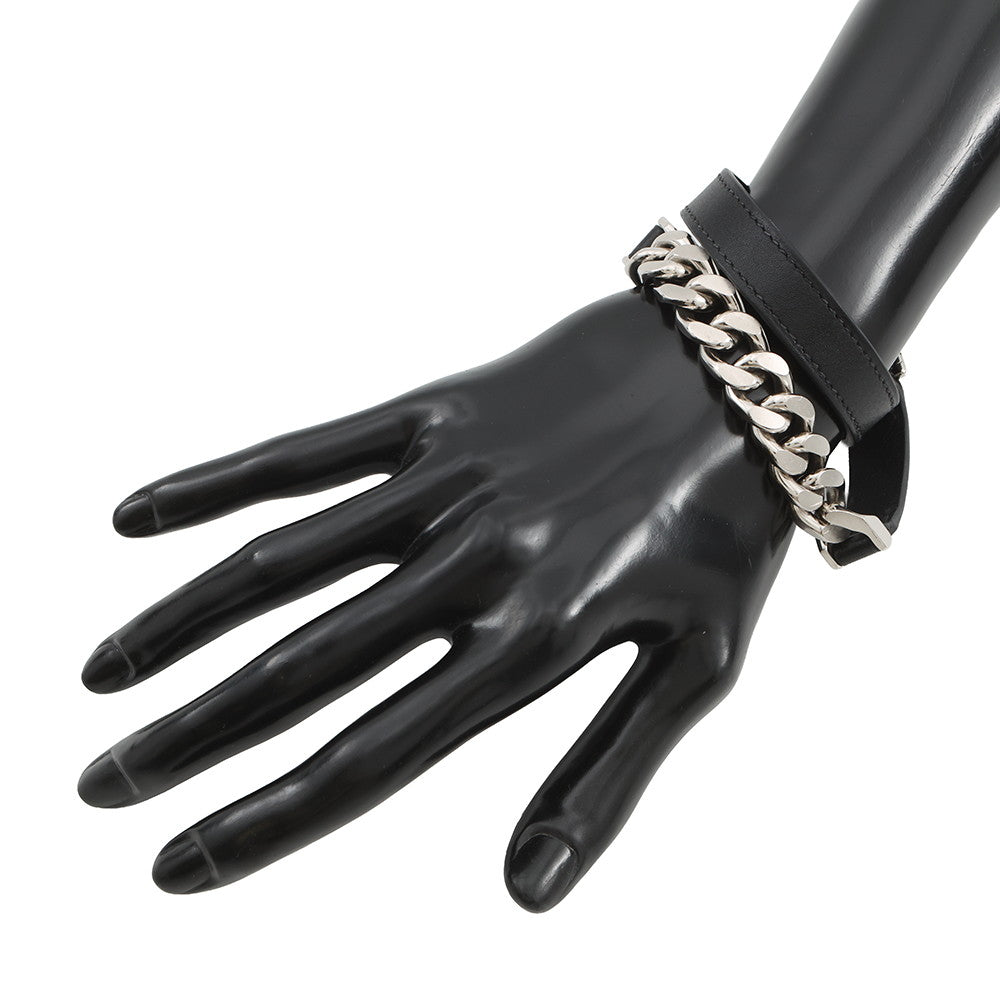HERMES Camden Bracelet Size T5 Black Metal Leather