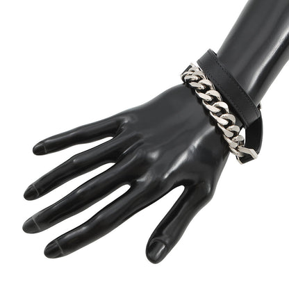 HERMES Camden Bracelet Size T5 Black Metal Leather