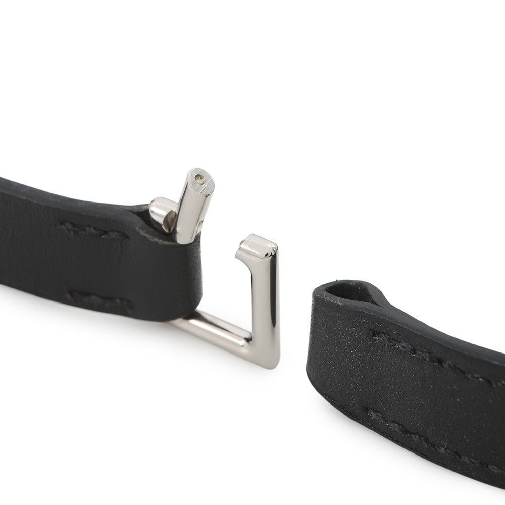 HERMES Camden Bracelet Size T5 Black Metal Leather