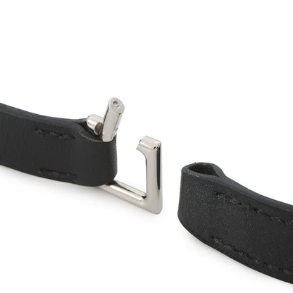 HERMES Camden Bracelet Size T5 Black Metal Leather