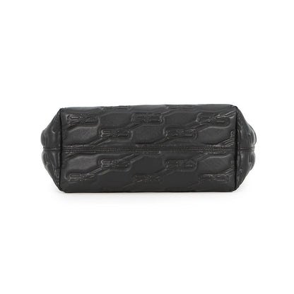BALENCIAGA Signature BB Monogram Handbag Black702699 Calf Leather Size Small
