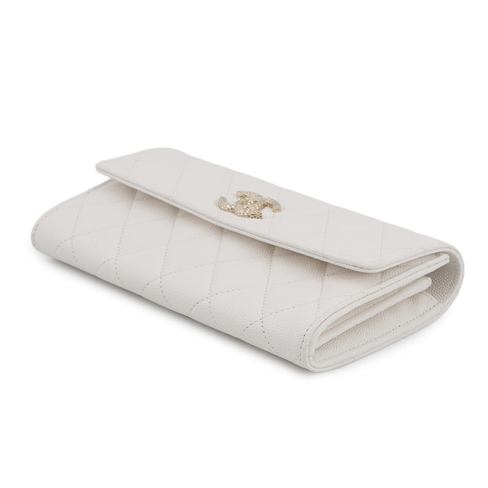 CHANEL Matelasse Long Wallet WhiteAP4247 Caviar Leather