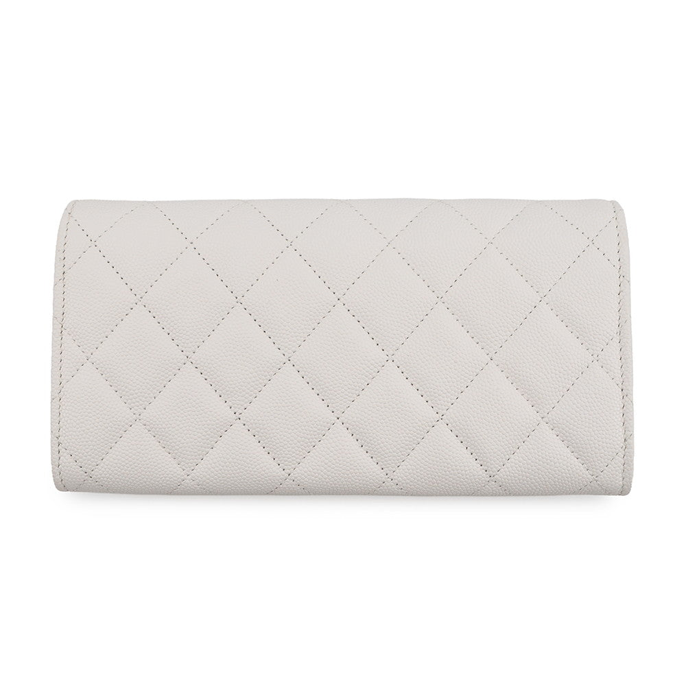 CHANEL Matelasse Long Wallet WhiteAP4247 Caviar Leather