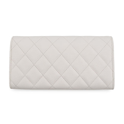 CHANEL Matelasse Long Wallet WhiteAP4247 Caviar Leather
