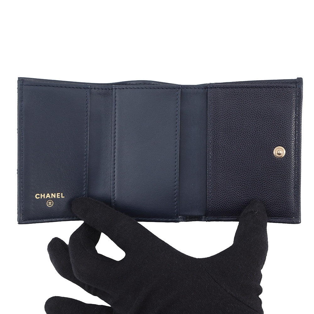 CHANEL Matelasse CC Logo Small Flap NavyAP4319 Caviar Leather