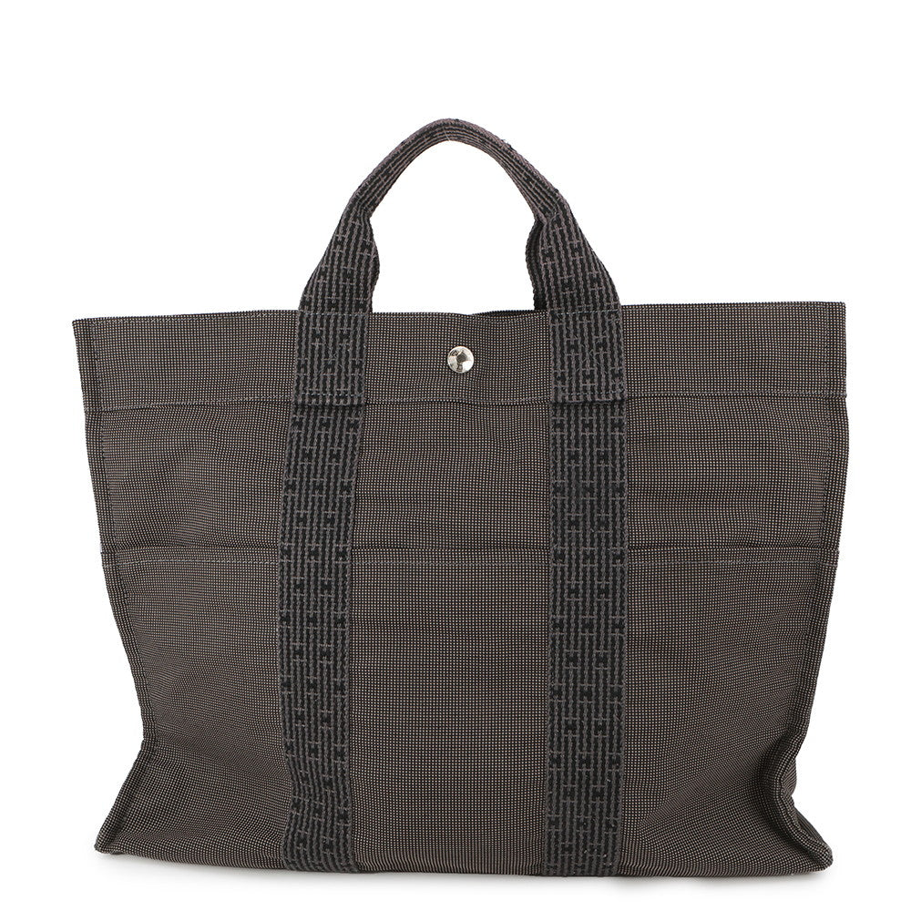 HERMES Her Line Tote Gray Canvas Size MM