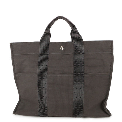 HERMES Her Line Tote Gray Canvas Size MM