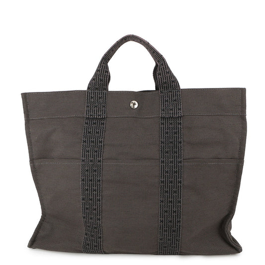 HERMES Her Line Tote Gray Canvas Size MM