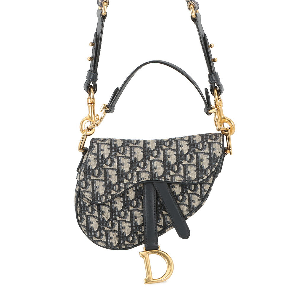 Dior Oblique Saddlebag Navy/BeigeM0456CTZQ Canvas Leather Size Mini