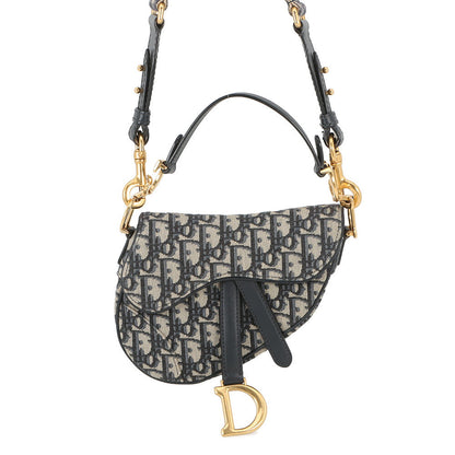 Dior Oblique Saddlebag Navy/BeigeM0456CTZQ Canvas Leather Size Mini