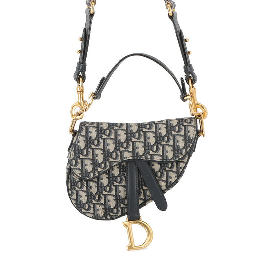 Dior Oblique Saddlebag Navy/BeigeM0456CTZQ Canvas Leather Size Mini
