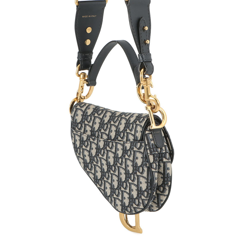 Dior Oblique Saddlebag Navy/BeigeM0456CTZQ Canvas Leather Size Mini