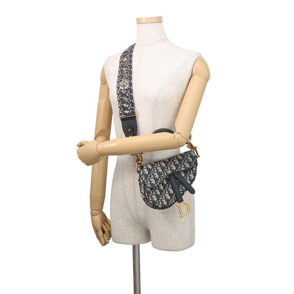 Dior Oblique Saddlebag Navy/BeigeM0456CTZQ Canvas Leather Size Mini