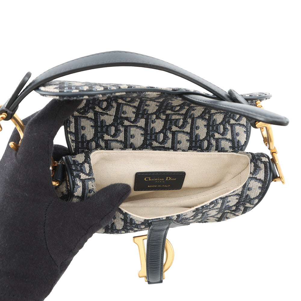 Dior Oblique Saddlebag Navy/BeigeM0456CTZQ_M928 Canvas Size Mini