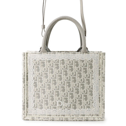 Dior Oblique 2-way Book Tote White/GrayM1404PEHT_M074 Canvas Size Small