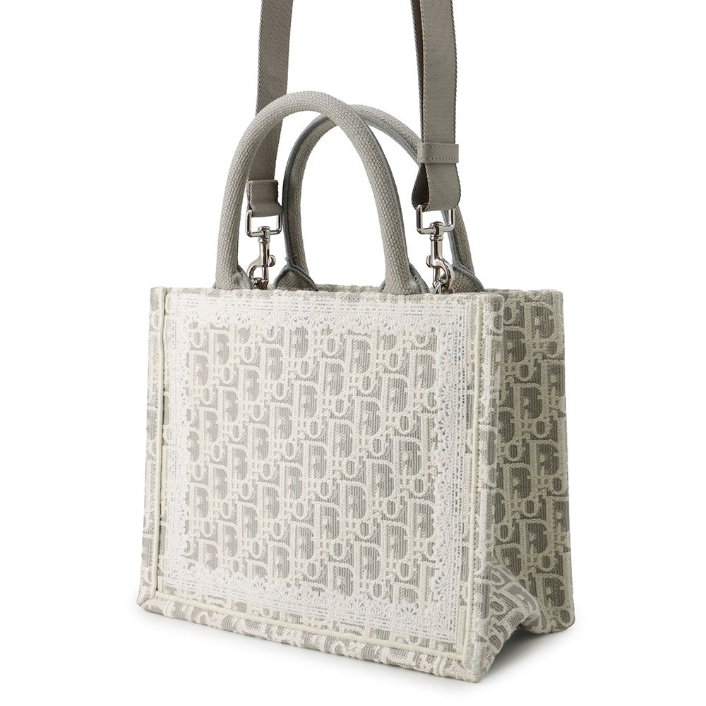 Dior Oblique 2-way Book Tote White/GrayM1404PEHT_M074 Canvas Size Small