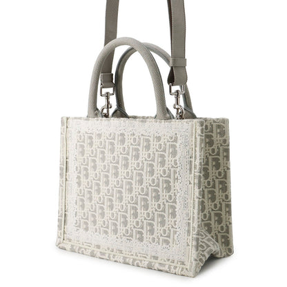 Dior Oblique 2-way Book Tote White/GrayM1404PEHT_M074 Canvas Size Small