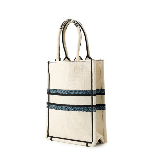 Dior vertical book tote White/Blue/Black Canvas