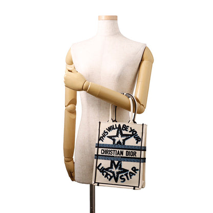 Dior vertical book tote White/Blue/Black Canvas