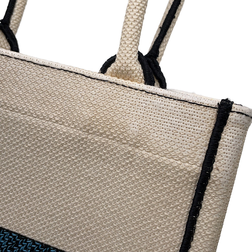Dior vertical book tote White/Blue/Black Canvas
