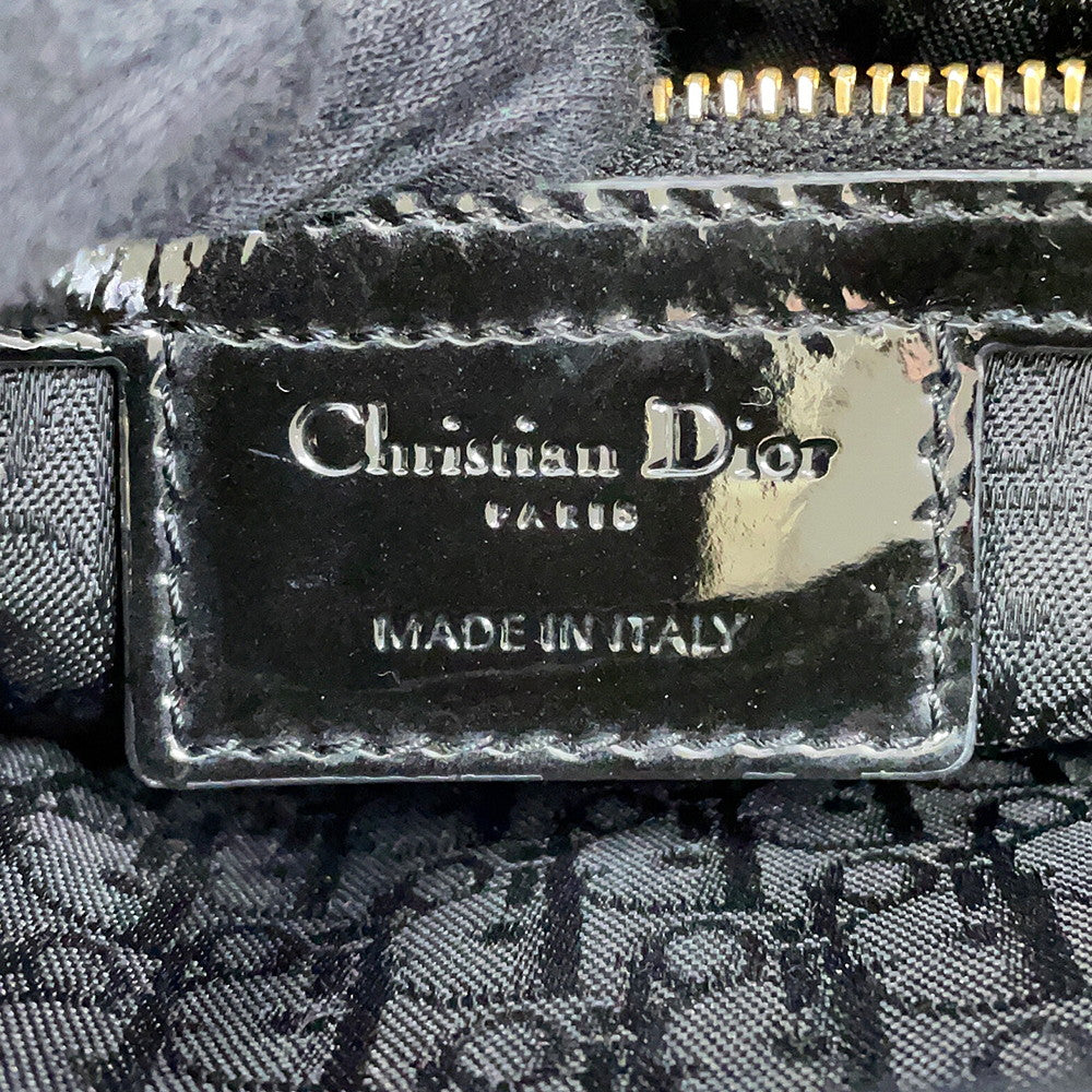 Dior Lady Dior 2way Bag Black Patent Leather Size Large