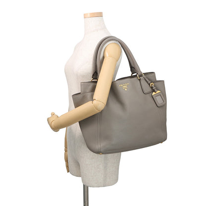 PRADA Vitello Dino Tote Bag Greige1BC534 Leather