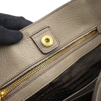 PRADA Vitello Dino Tote Bag Greige1BC534 Leather