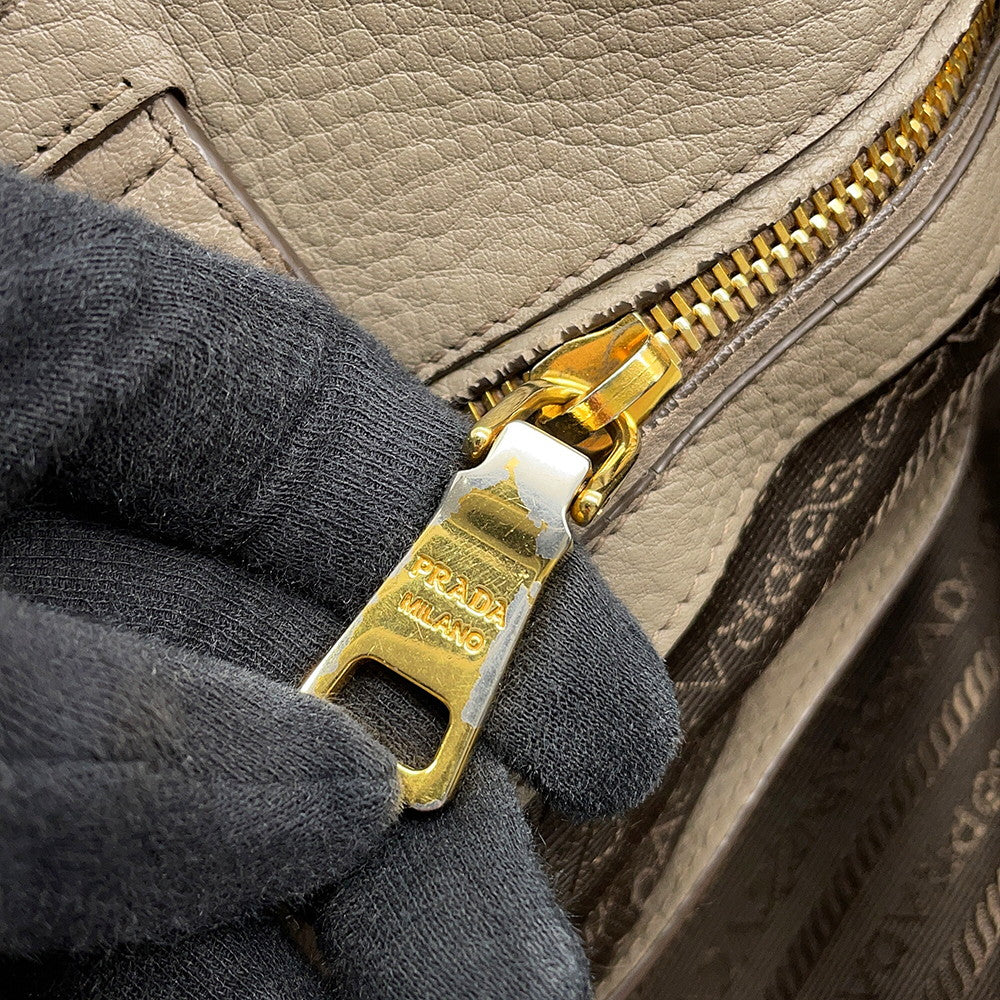 PRADA Vitello Dino Tote Bag Greige1BC534 Leather
