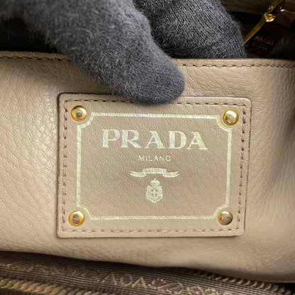 PRADA Vitello Dino Tote Bag Greige1BC534 Leather