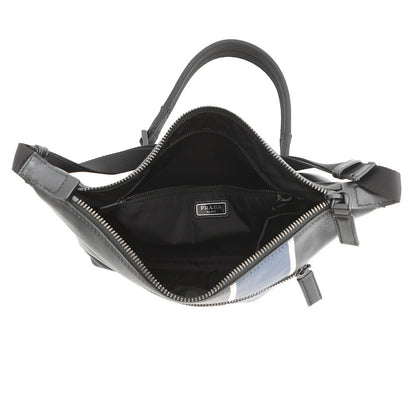 PRADA Logo Shoulder Bag Black/Blue2VH078 Leather