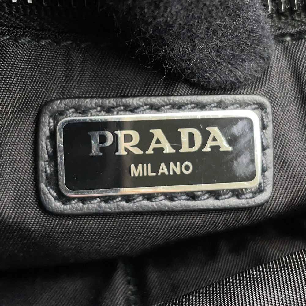 PRADA Logo Shoulder Bag Black/Blue2VH078 Leather