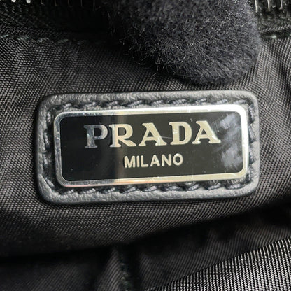 PRADA Logo Shoulder Bag Black/Blue2VH078 Leather