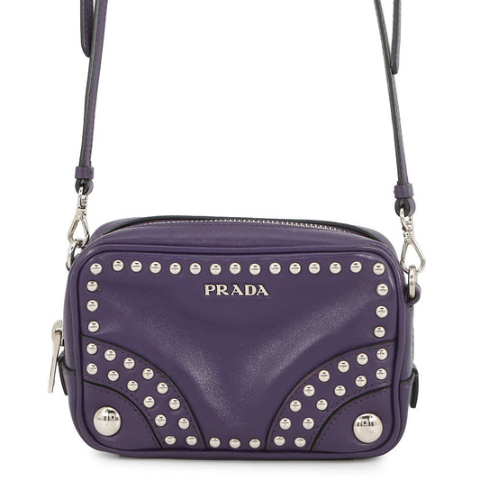 PRADA Studded Camera Bag Shoulder Bag Purple1N1674 Leather