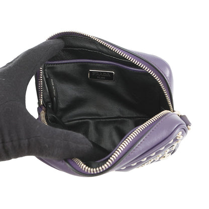 PRADA Studded Camera Bag Shoulder Bag Purple1N1674 Leather