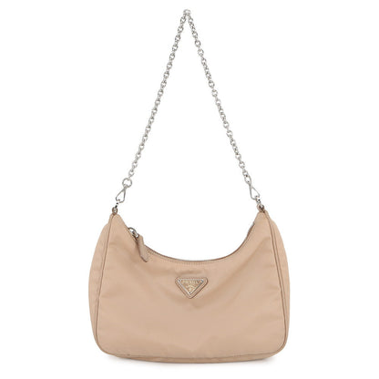 PRADA Re-Edition2005 ChainShoulder Bag Beige1BH204 Nylon