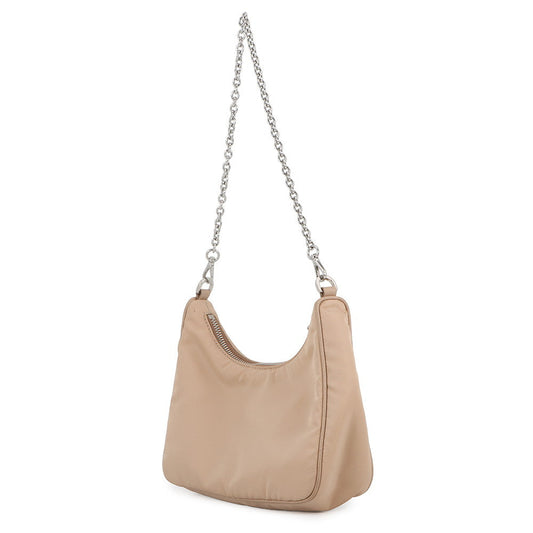 PRADA Re-Edition2005 ChainShoulder Bag Beige1BH204 Nylon