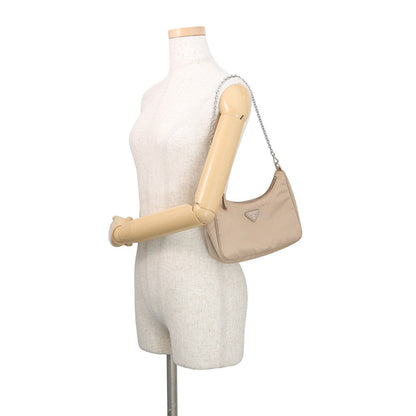 PRADA Re-Edition2005 ChainShoulder Bag Beige1BH204 Nylon