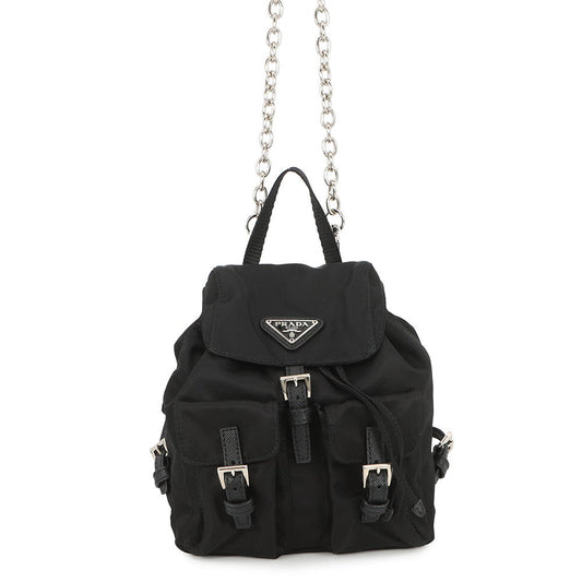 PRADA Mini Backpack Chain Shoulder Bag Black1BH029 Nylon