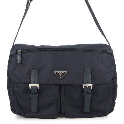 PRADA Logo Shoulder Bag NavyBT1738 Nylon